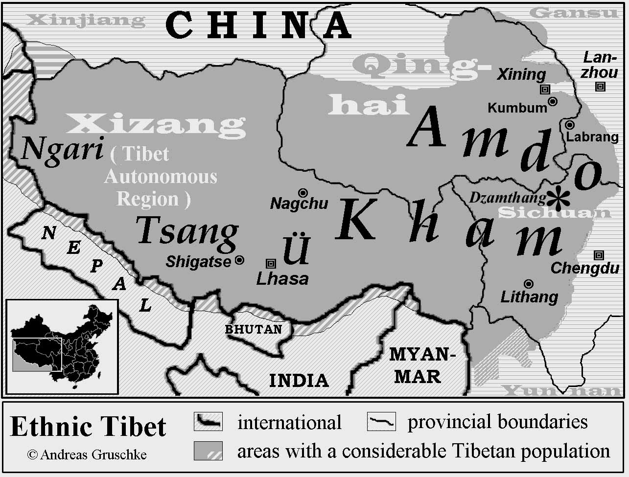 Lage Dzamthang in Tibet